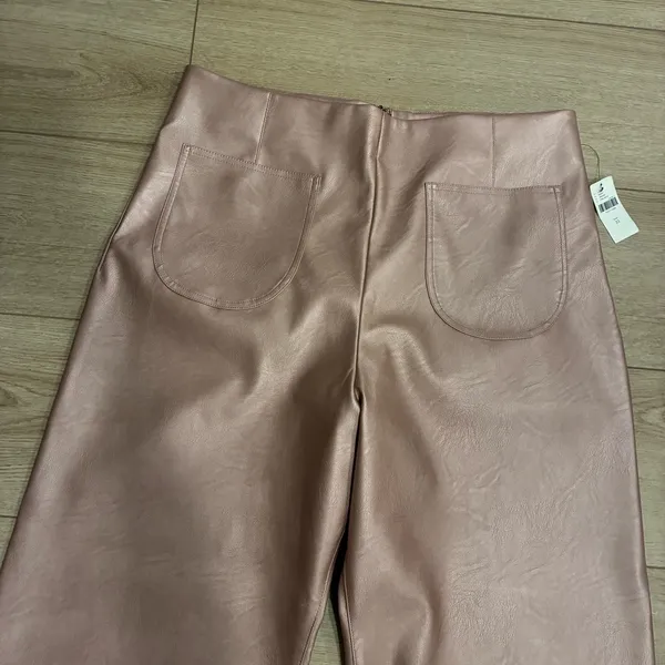 NWT Maeve x Anthropologie Colette Crop Metallic Faux Leather Ruffle Pant Size 33 - Image 2