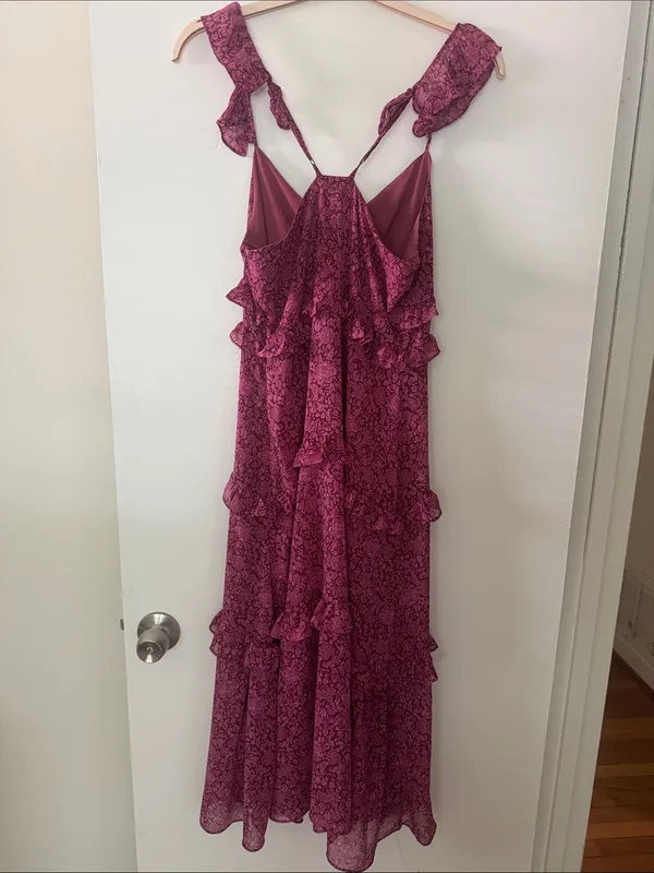 o.p.t. Ruffled Floral Lace Maxi Dress in Berry - Image 6