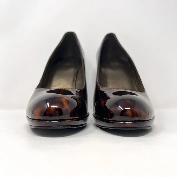 Stuart Weitzman Tortoiseshell Patent Platform Pumps – Size 7M – Stiletto Heels - Image 3