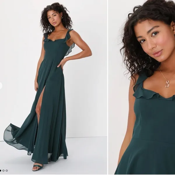 LULUS Prom Wedding Bridesmaid Romantic Flowy Chiffon Maxi Dress - Image 2
