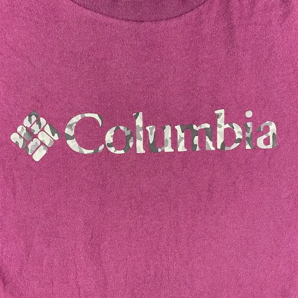 Columbia Crop Top Womens Small Cotton T Shirt Purple Graphic Short Sleeve Ladies - Image 2