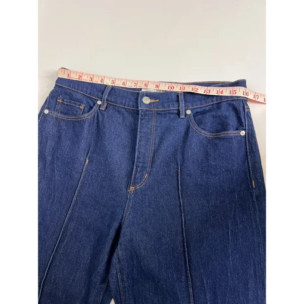 LOFT THE WIDE LEG Dark Blue High Rise Cuffed Jeans Women's Size 8 - Image 8