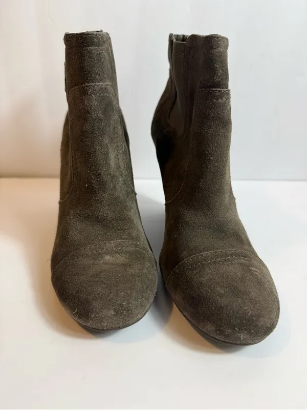 Tory Burch Adrienne Suede Wedge Ankle Booties‎ Taupe Brown Size 7M - Image 3
