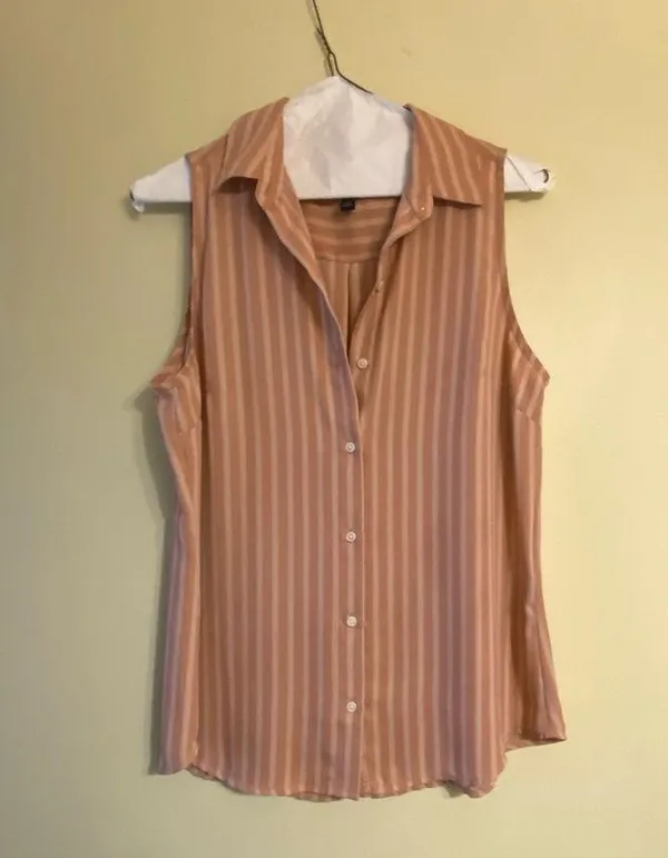 Striped Sleeveless Blouse - Pink - Image 2