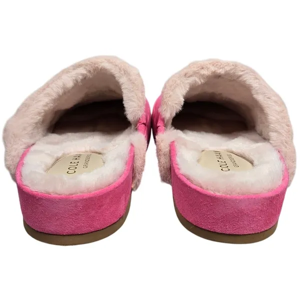 Cole Haan Mc Ada Mule Slippers‎ Hot Pink Suede Faux Fur Lined Size 5.5B - Image 6