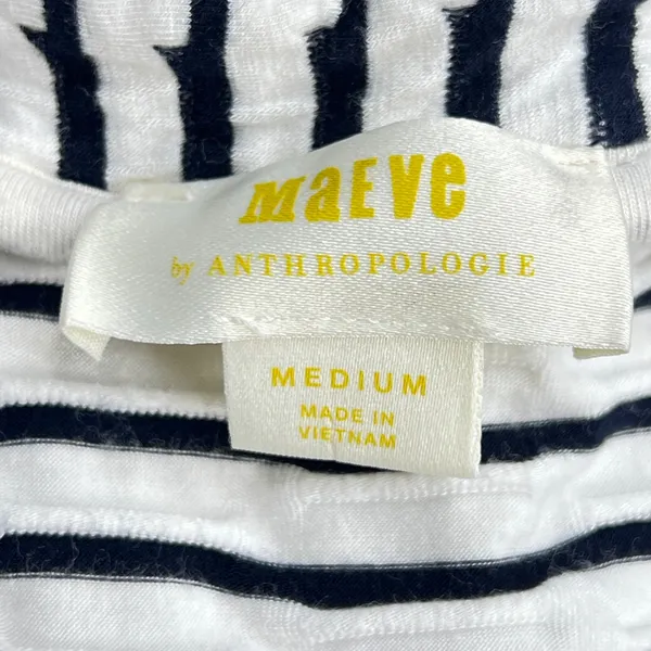 Maeve Anthropologie Womens Black White Striped Faux Wrap Midi Dress Medium A35 - Image 2