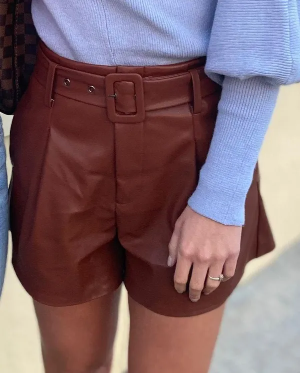 Brown Leather Shorts - Image 3
