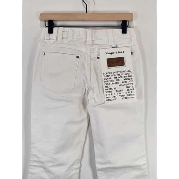NWT Wrangler x Staud Jeans White The Bikini Denim Flare Low Rise Side Slit 25x32 - Image 11