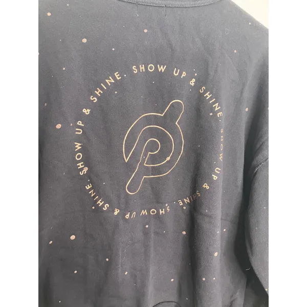 Peloton Sweatshirt Womens XL Black Excellent Distressed Rose Gold Logo Cropped - Image 6
