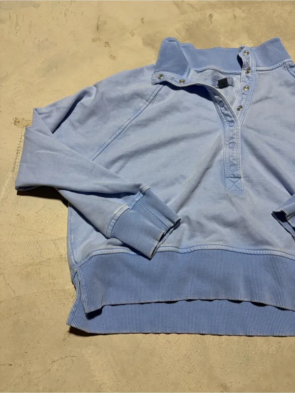 American Eagle Light Blue Women's Pullover Snap-Front Sweatshirt medium - Image 2