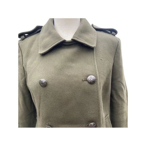 Banana Republic Military Pea Coat Olive Green Double Breasted Jacket Small - Image 4