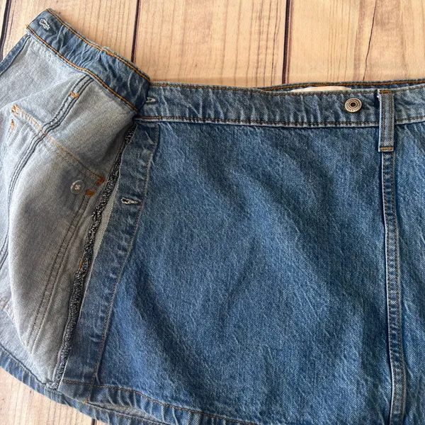 Abercrombie & Fitch High Rise Denim Mini Wrap Skirt - Image 6