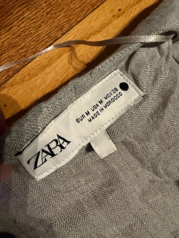 NWOT Zara 100% Linen Kimono Co Ord Matching Set Flowing Trousers wrap top gauze sz M - Image 12