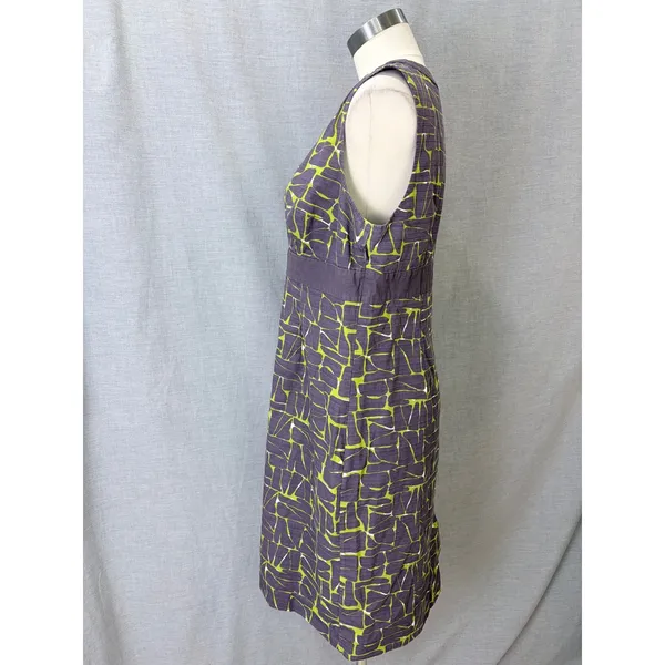 Boden Purple Lime Geometric Mosaic Shift Dress 10 Mod‎ Workwear V-Neck - Image 7