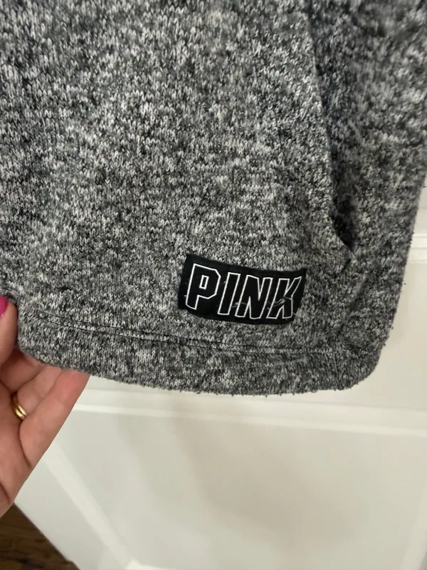 PINK Victoria’s Secret Gray Marled Quarter Zip Pullover Women’s Large - Image 5