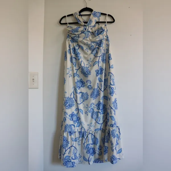 Grace Karin Floral Blue and White Women's dress - Image 3
