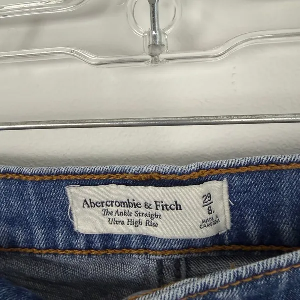 Abercrombie & Fitch The Ankle Straight Ultra High Rise Distressed Size 29/8 Long - Image 6