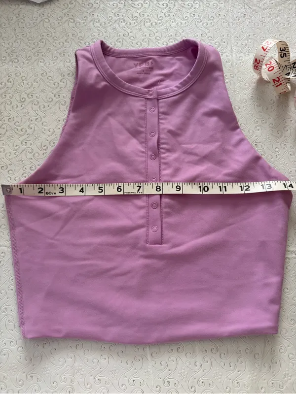 Abercrombie & Fitch YPB Lavender Pink Henley Crop Tank & Biker Shorts Set Small - Image 6