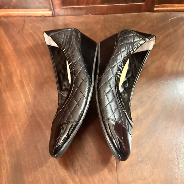 Cole Haan NikeAir Quilted‎ Leather Wedge Flats Black Womens 8 Comfort - Image 7