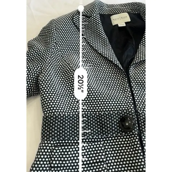 WHBM Black White Polka Dot Blazer Women's 12/14 Cotton Cropped Notch Lapel - Image 11