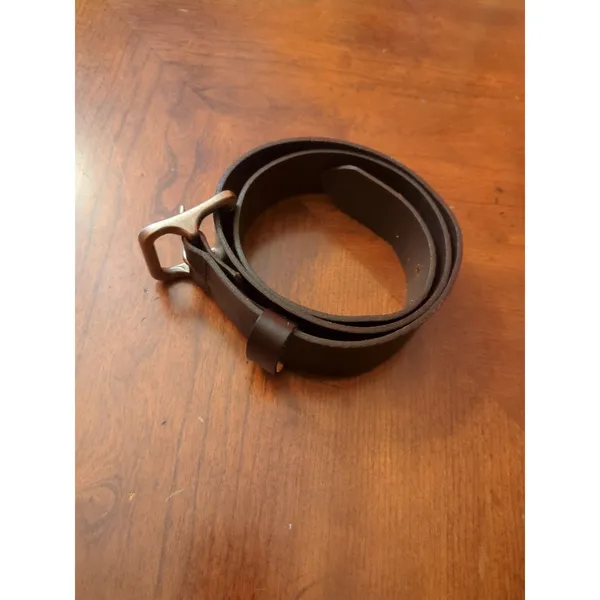Levi's Signature Brown Leather Belt Silver Buckle Size 34/85 - Image 5