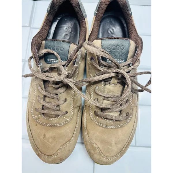 ECCO Sneakers Womens 39 Brown Good Nubuck Leather Lace Up Walking Shoes - Image 9