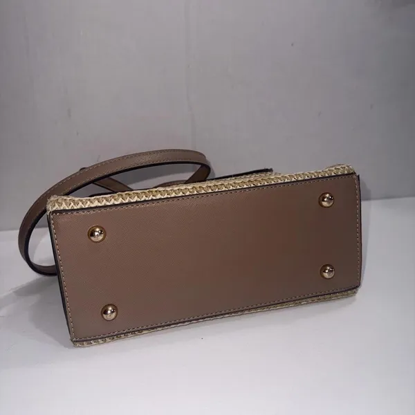 Dune London Embossed Snake‎ Print Designer Lux Crossbody Gold Straw Wicker Purse - Image 12