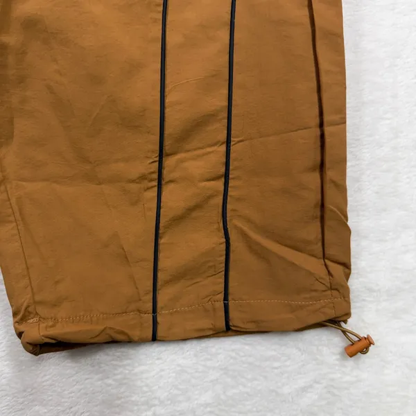 FISOEW Large Track Pants Brown Baggy Wide Leg Cropped Toggle Hem Gorpcore Sporty - Image 3