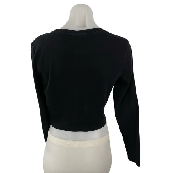 Aritzia TNA Womens Black Long Sleeve Crew Neck Knit T Shirt Tee Crop Top Size XL - Image 2