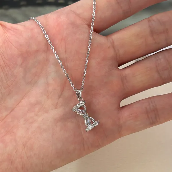 CZ Hourglass Pendant Necklace for Women - Image 4