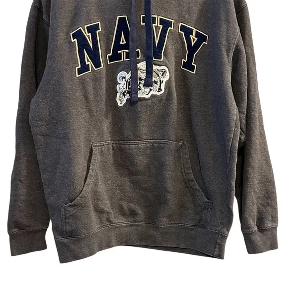 Ouray Navy Midshipmen Embroidered Hoodie‎ Sweatshirt Gray Unisex S - Image 3