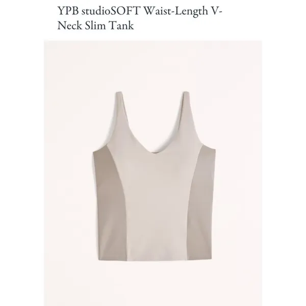Abercrombie YPB studioSOFT Waist Length V Neck Slim Tank Sand M - Image 10