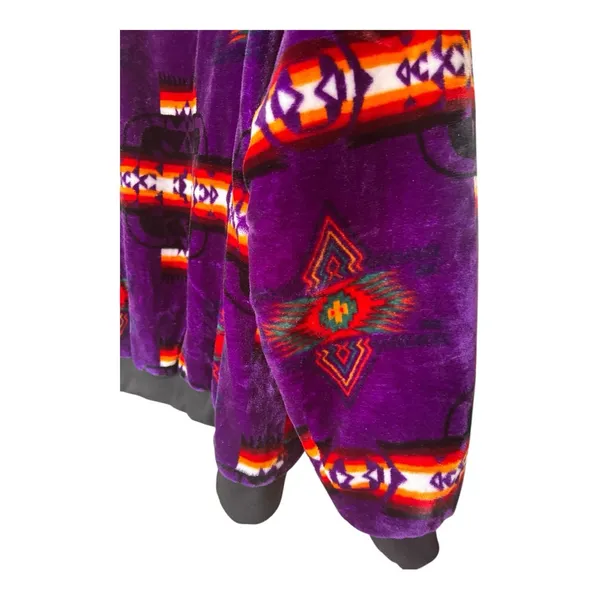 Aztec plush blanket zip up jacket purple SW print Size L/XL - Image 5