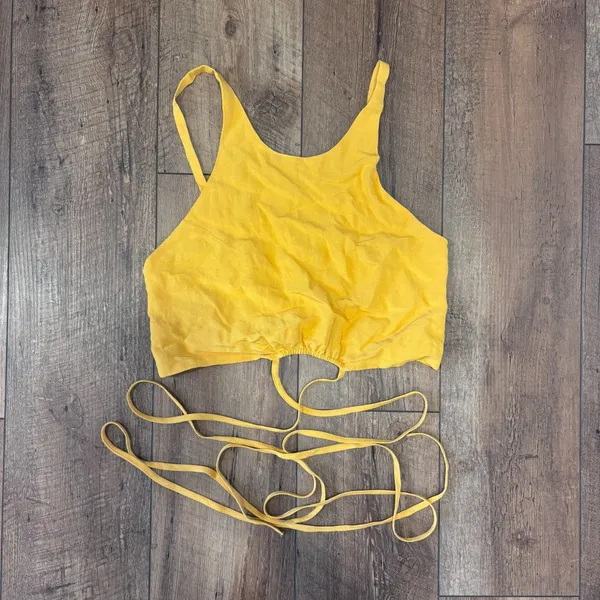 Astr The Label Marigold Divine Tie Waist Crop Top ONLY Linen Blend Size Small - Image 3