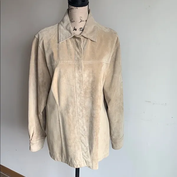 Vintage Live A Little Leather Button Down Jacket Top Size Large - Image 5