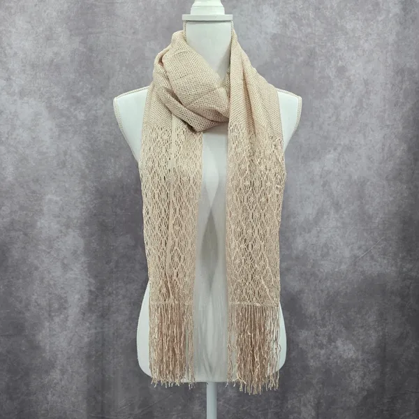 Champagne Sparkle Glitter Long Fairy Fringe Romantic Whimsy Wrap‎ Shawl Scarf OS - Image 3
