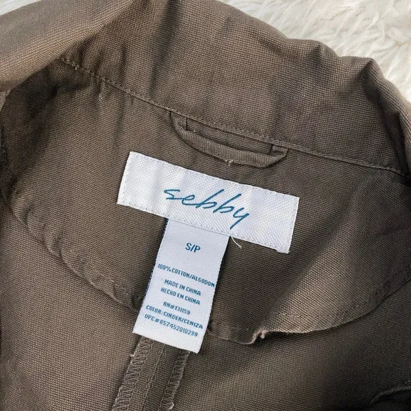 Sebby Olive Green Zip Up Military Vest Sleeveless 100% Cotton Granola Goblincore - Image 5