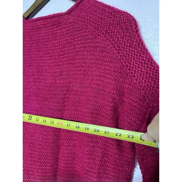 Free People All Mine Sweater Raspberry Size XS Pink V Neck Alpaca Wool - Image 9