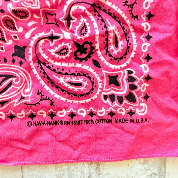 VTG Hav A Hank Pink Cotton Paisley USA Biker Handkerchief Bandana Sz 20"x20" - Image 2
