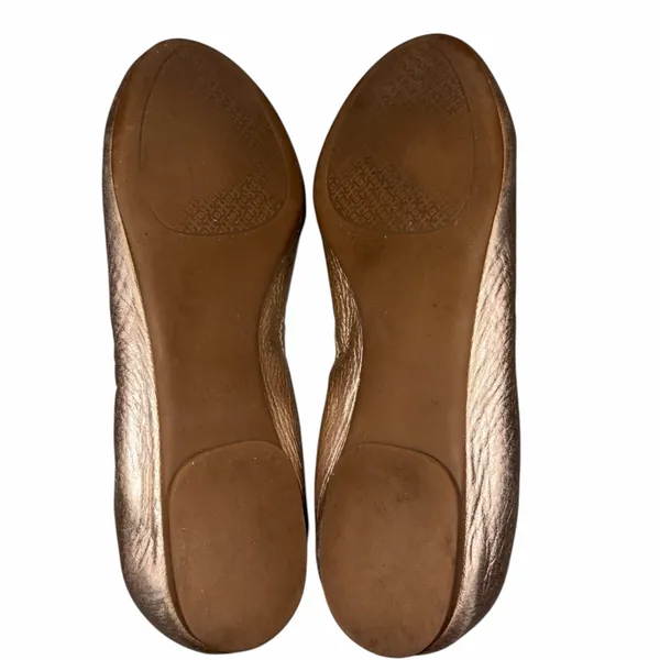 Tory Burch Gold Metallic Leather Melinda Ballet Flats - Image 13