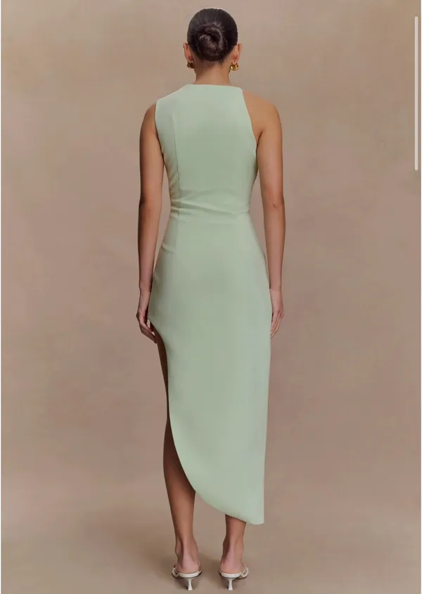 Meshki Virginia Suiting Embroidered Midi Dress in sage green - Image 2