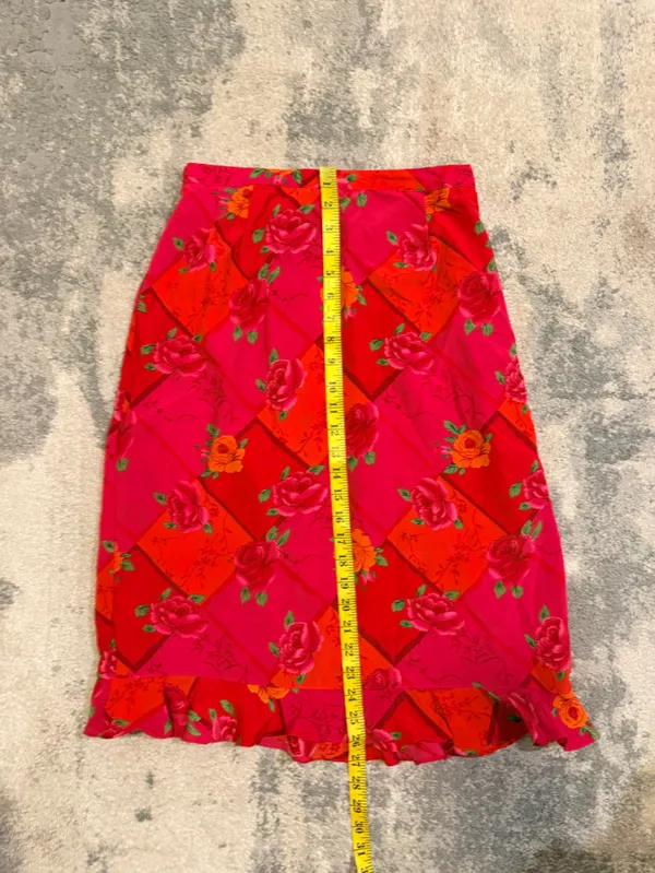Notations Floral Red Ruffle-Hem Midi Skirt - Image 5