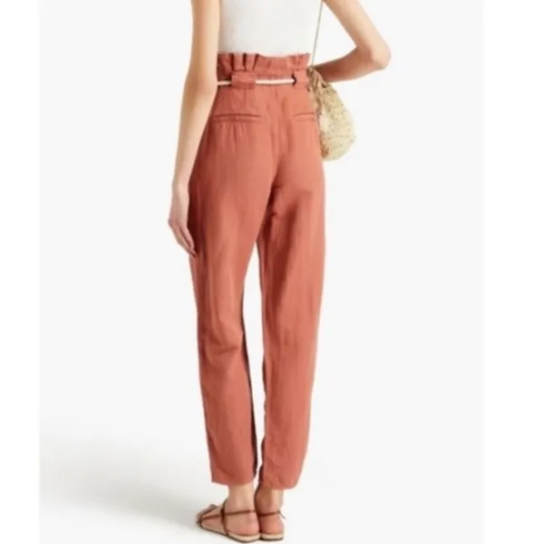 Veronica Beard Karter Paperbag Linen Belted High Rise‎ Straight Leg Pants Sz 4 - Image 6