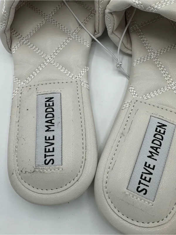 Steve Madden Perrie Quilted Slide Sandal In Bone white size 6 bridal honeymoon - Image 5