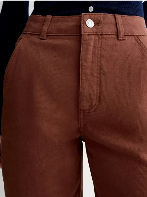 Everlane The Utility Barrel Pant Rosewood High Rise Cotton Brown - Image 6