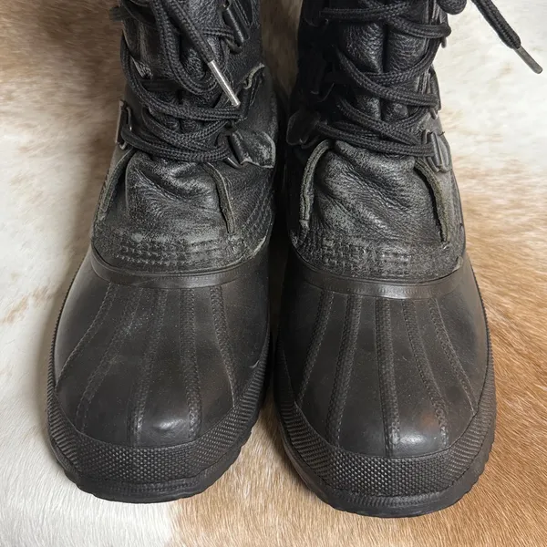 Sorel Manitou Black Leather Snow Boots Womens‎ Sz 9 A22 - Image 3