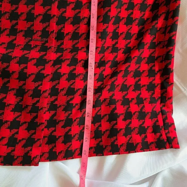Vintage 80s Sharon Young Houndstooth Dress | Red & Black Office Siren Midi‎ - Image 7