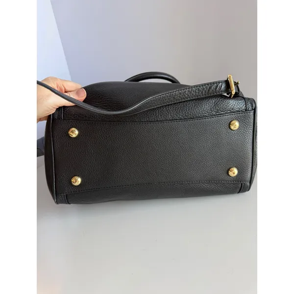 Michael Kors Hudson Belted Leather Satchel Black Shoulder Strap Designer‎ Luxury - Image 5