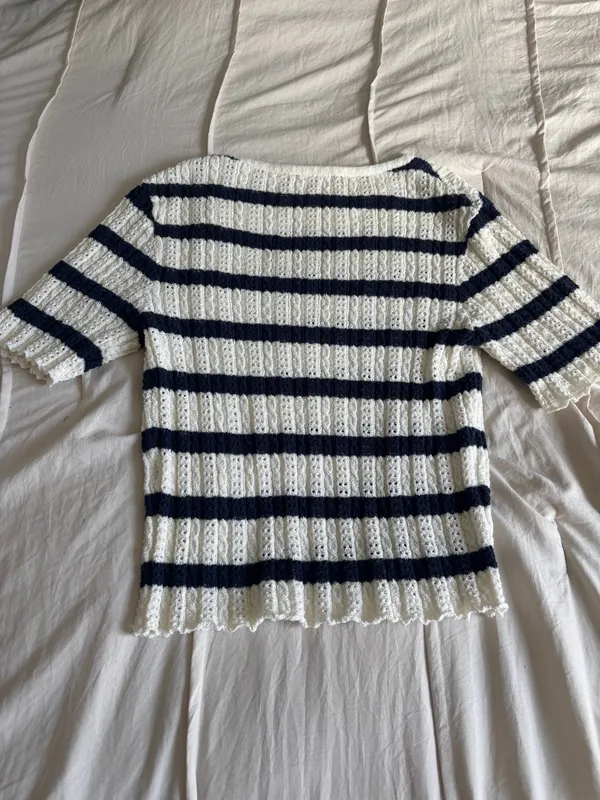 Navy and White Striped Zara Sweater - Image 2
