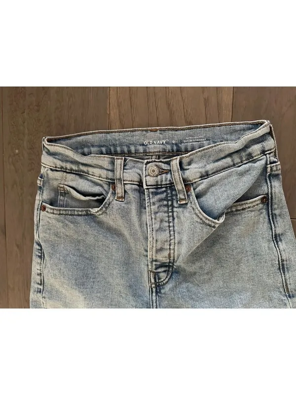 Old Navy Light Blue Sky High Straight Leg Jeans - Size 0 - Image 2